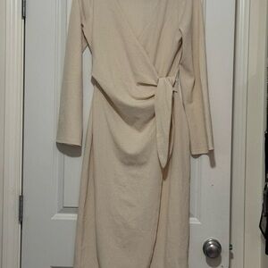 Elegant Cream Wrap Dress